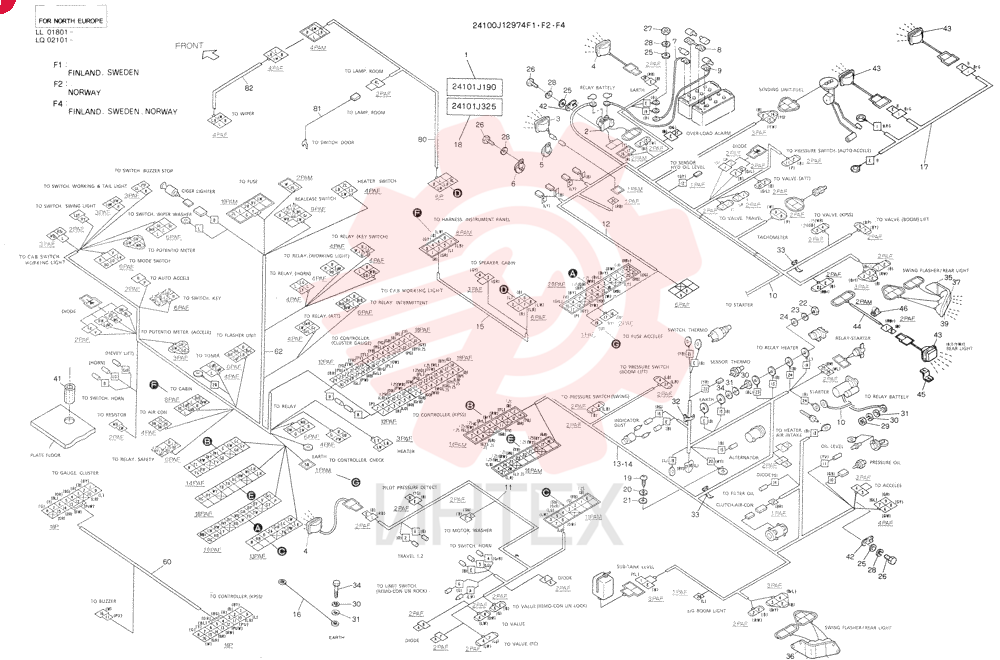 WIRING ASSY,ELEC  LL01801 to  LL01868