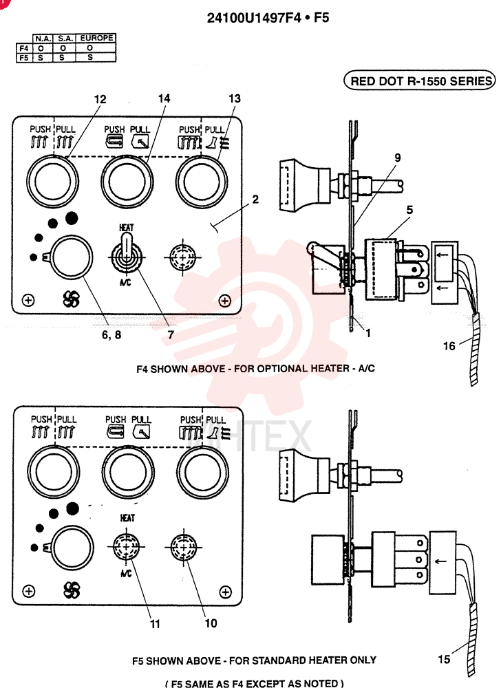 CONTROL PANEL ASSEMBLY (OPTIONAL HEATER - A/C) 24100U1497F4