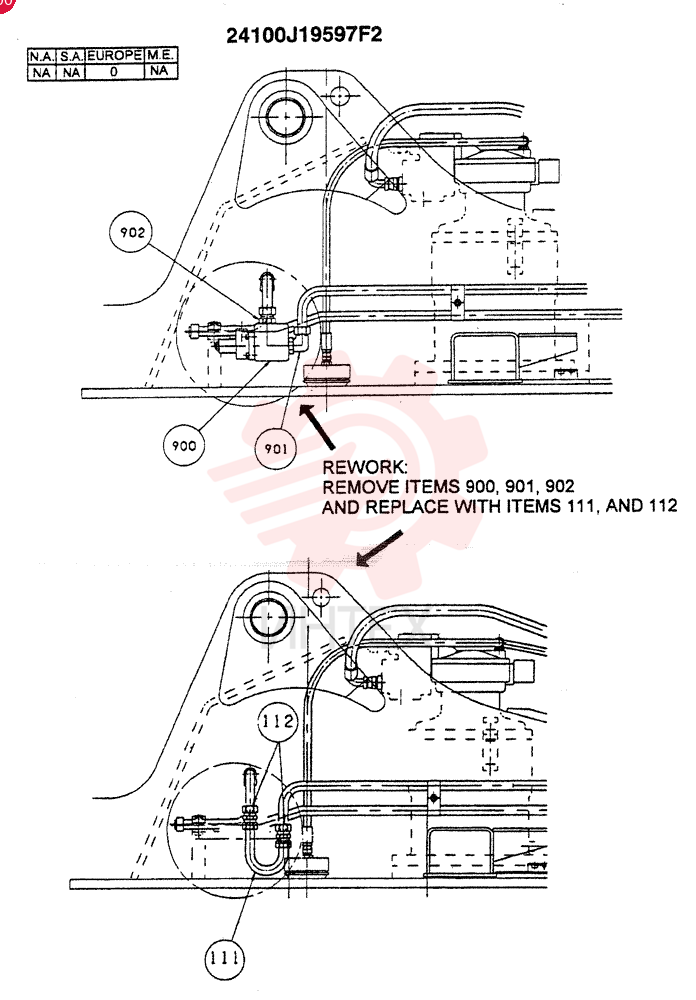 UPP. HYD. LINES (REWORK) (WITH BOOM OR BOOM & ARM SAFETY VALVES) 24100J19597F2