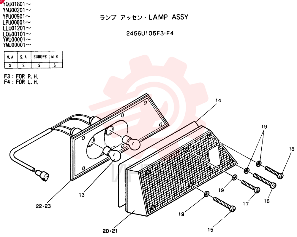 LIGHT,RH, 24V, 25W 2456U105F3