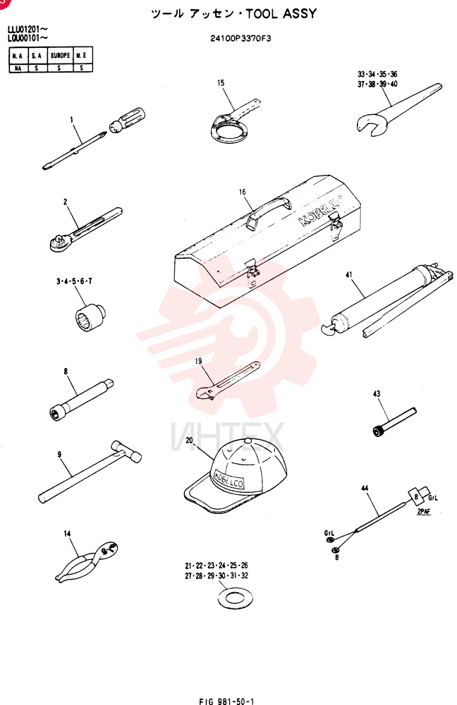 Схема (SK220) - MARK IV EXCAVATOR ASN LQU0101 - 1995 (1/95-12/00) 24100P3370F3