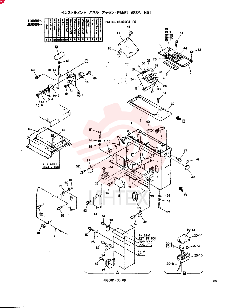 PANEL ASSY, INST, Serial Range: LLU00601--LLU00702 24100J15125F3 (3)