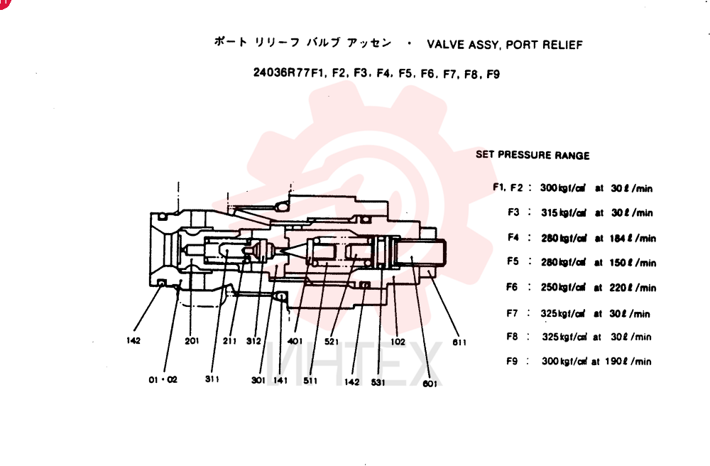 VALVE ASSY, PORT RELIEF 24036R77F1-F9