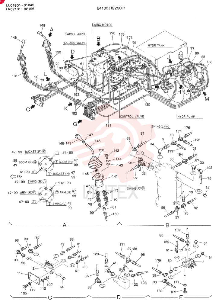 Схема (SK220LC) - MARK IV EXCAVATOR ASN LL01801 (1/95-12/97) 24100J12250F1