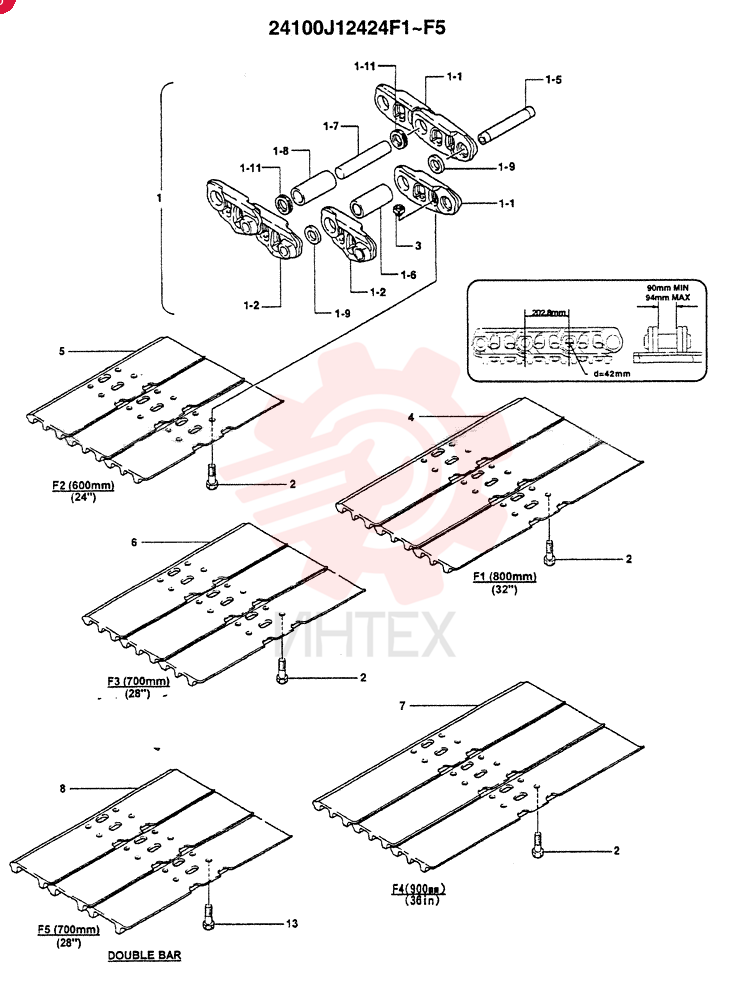 CRAWLER TRACK INSTALLATION (HEAVY DUTY) - 800mm (HDLC, HDHW, HDNLC) CONSISTS OF REF 1, 2, 3, & 4