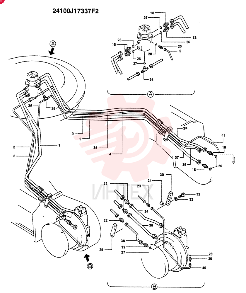 LOW HYDRAULIC LINES (OPTIONAL - EC) (HEAVY DUTY NARROW LONG CRAWLER - HDNLC) 24100J17337F2