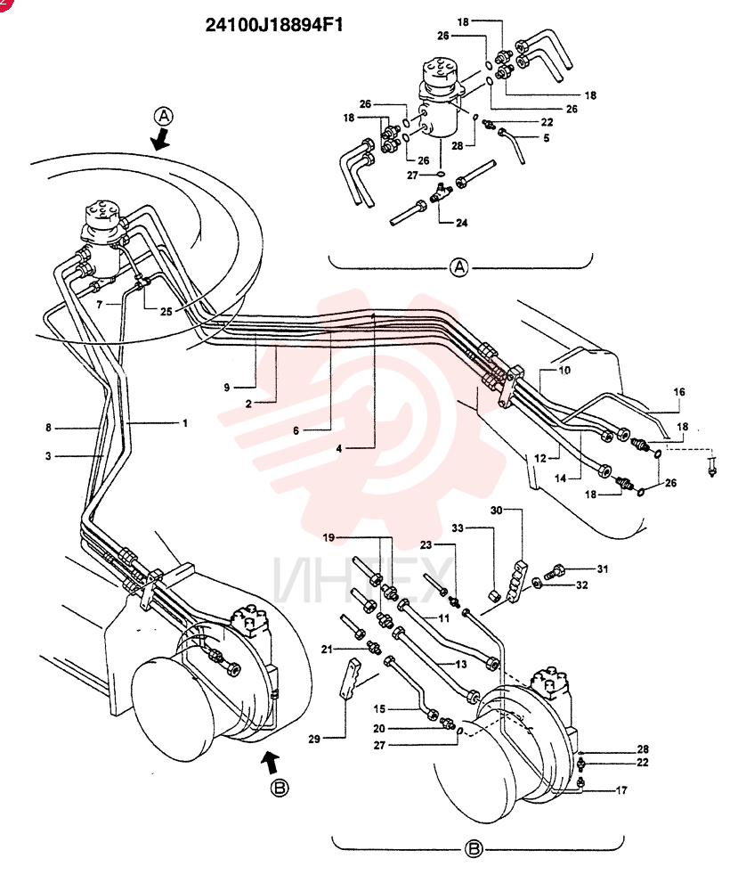 LOW HYDRAULIC LINES, (OPTIONAL-EC) (NARROW LONG CRAWLER - NLC) 24100J18894F1
