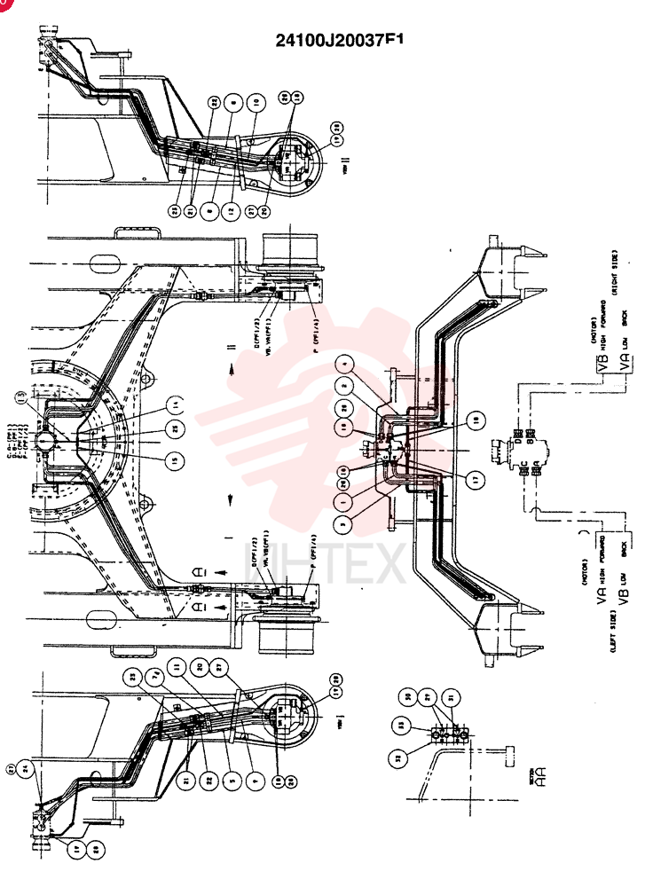LOW HYDRAULIC LINES (OPTIONAL -N.A.) (HEAVY DUTY HIGH & WIDE - HDHW) 24100J20037F1
