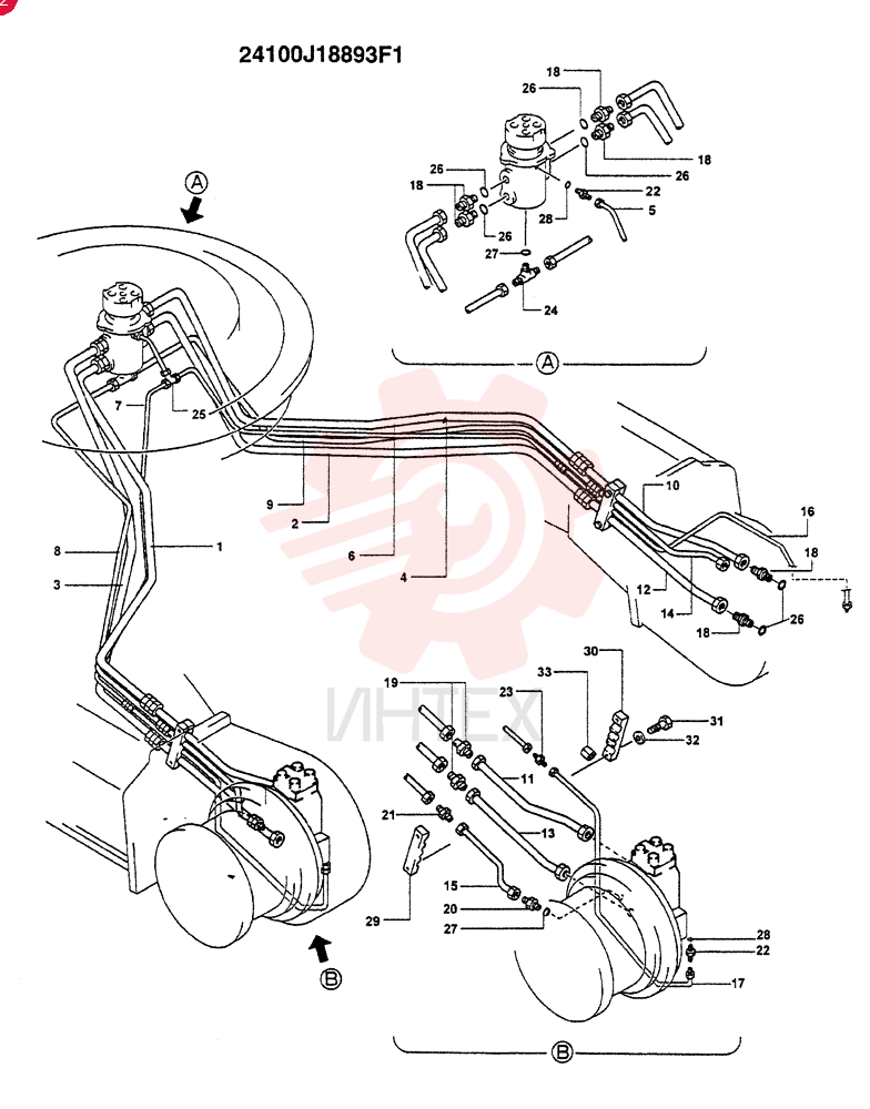LOW HYDRAULIC LINES, (STANDARD CRAWLER-SC) 24100J18893F1