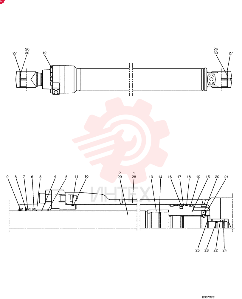 CYLINDER,Double Acting, 95mm Rod, 1558mm Stroke