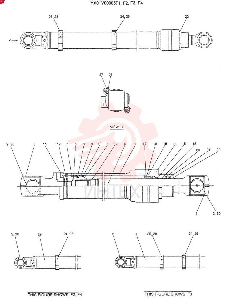 CYLINDER ASSY, BUCKET YX01V00005F1-F4