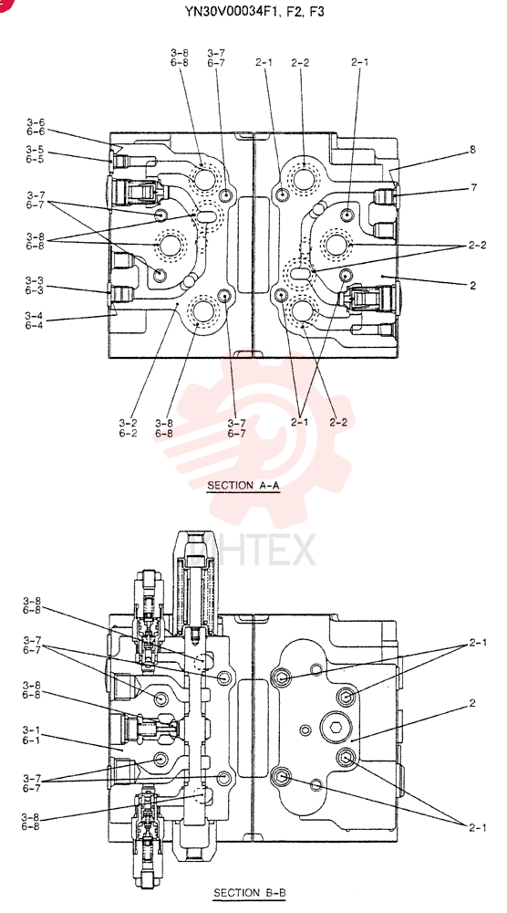 VALVE ASSY, CONTROL, QTY-F1: F1, QTY-F2: F2 YN30V00034F1,F2 (2)