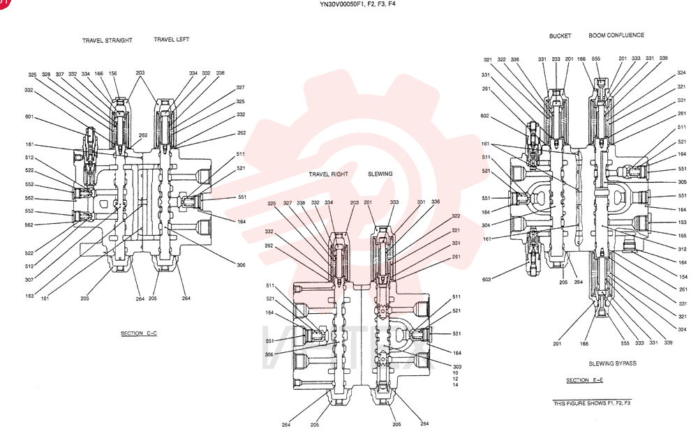 VALVE ASSY, CONTROL, QTY-F1: F1, QTY-F2: F2, QTY-F3: F3, QTY-F4: F4 YN30V00050F1-F4 (3)