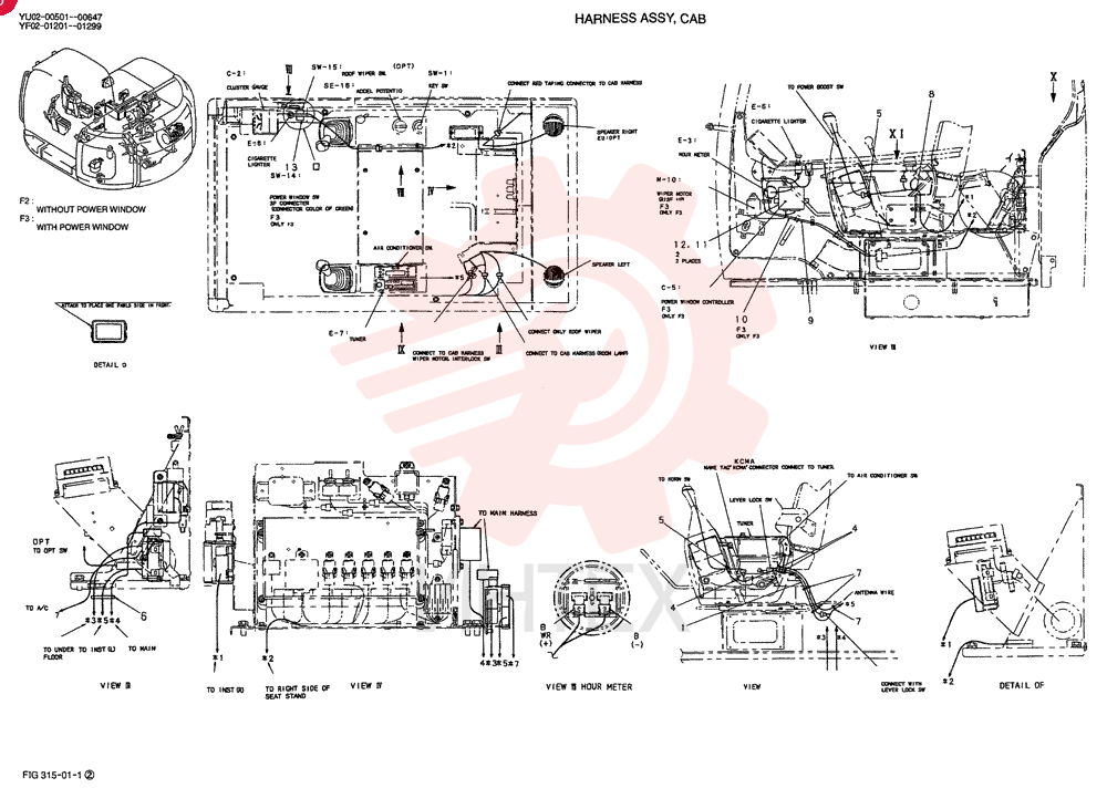 HARNESS ASSY, CAB (WITHOUT POWER WINDOW) YF14E00003F2 (3)