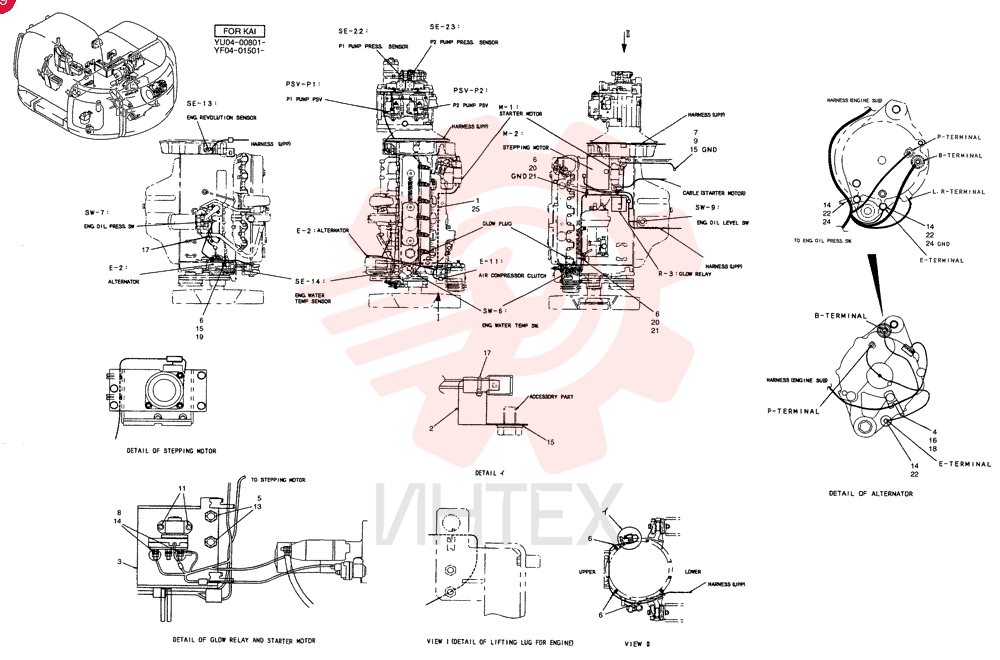 HARNESS ASSY, ENGINE, Serial Range: YU04-00801-YU04-01090 YF16E00001F1 (4)