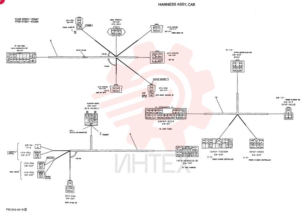 HARNESS ASSY, CAB (WITHOUT POWER WINDOW) YF14E00003F2 (2)