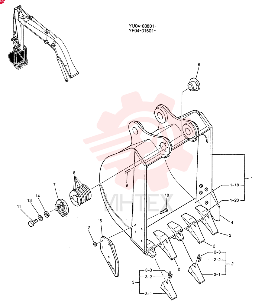 BUCKET ASSY, STD 0.8 M3