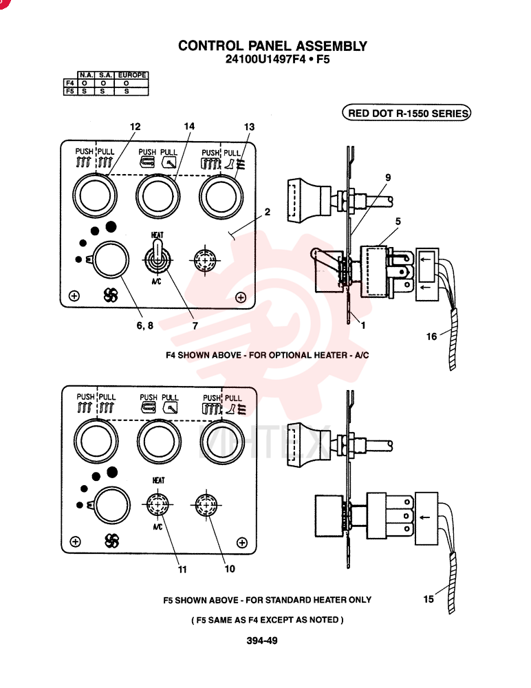 CONTROL PANEL ASSEMBLY (OPTIONAL HEATER-A/C), F4: F4