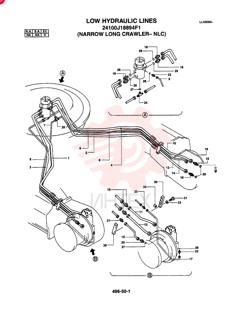 LOW HYDRAULIC LINES (OPTIONAL - EC) (NARROW LONG CRAWLER - NLC) 24100J18894F1