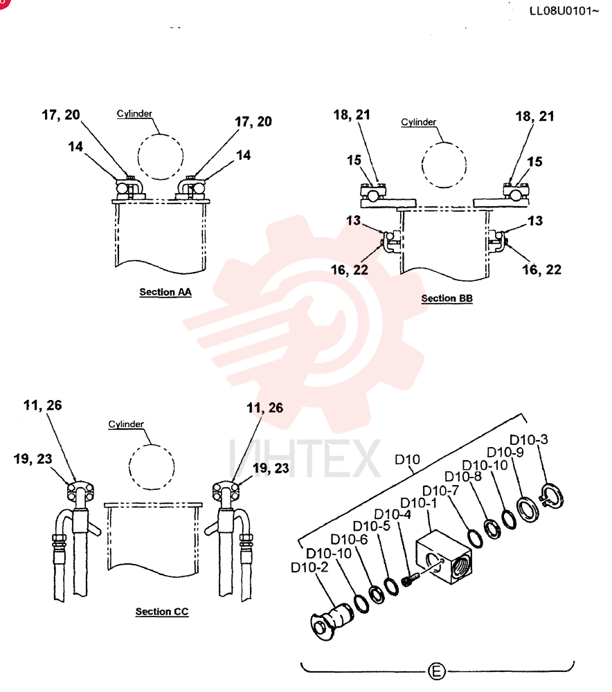 HYD LINES, ARM 2.98M (ROTARY CURCUT-N&B) LQ43H00035F1 (2)