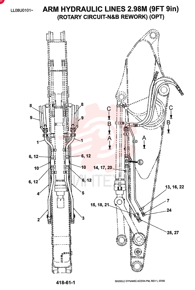 HYD LINES, ARM 2.98M (ROTARY CURCUT-N&B) LQ43H00035F1 (1)