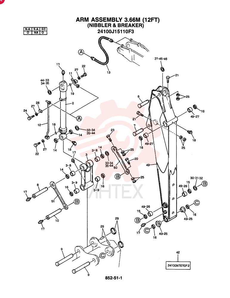 ARM ASSY., 3.66M (NIBBLER & BREAKER) (OPTION - N.A., E.C.) 24100J15110F3 (2)