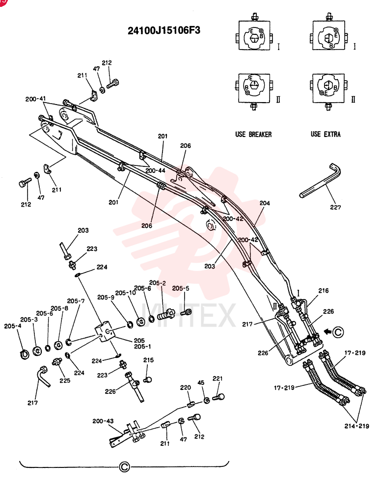 BOOM ASSY., 6.02m (EXTRA AND BREAKER) (OPTION-N.A., EC) 24100J15106F3 (1)