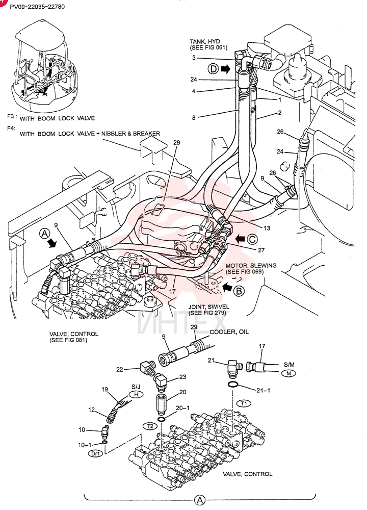 HYD LINES, RETURN (with BOOM LOCK VALVE) PV32H00005F3 (1)