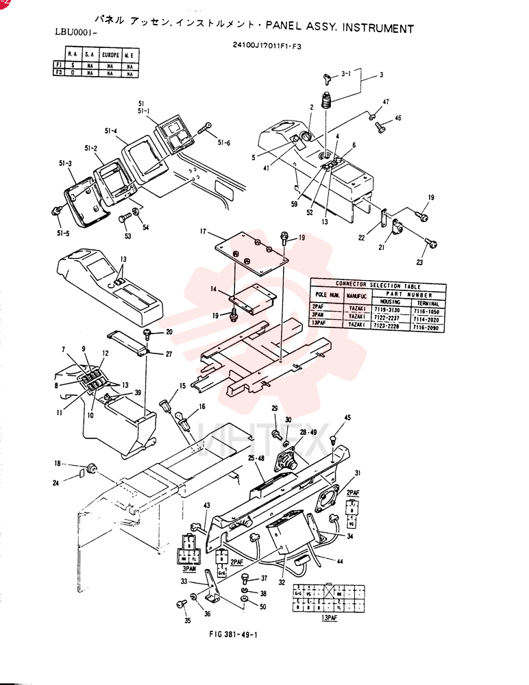 PANEL ASSY, INSTRUMENT (WITH OUT RADIO) 24100J17011F1