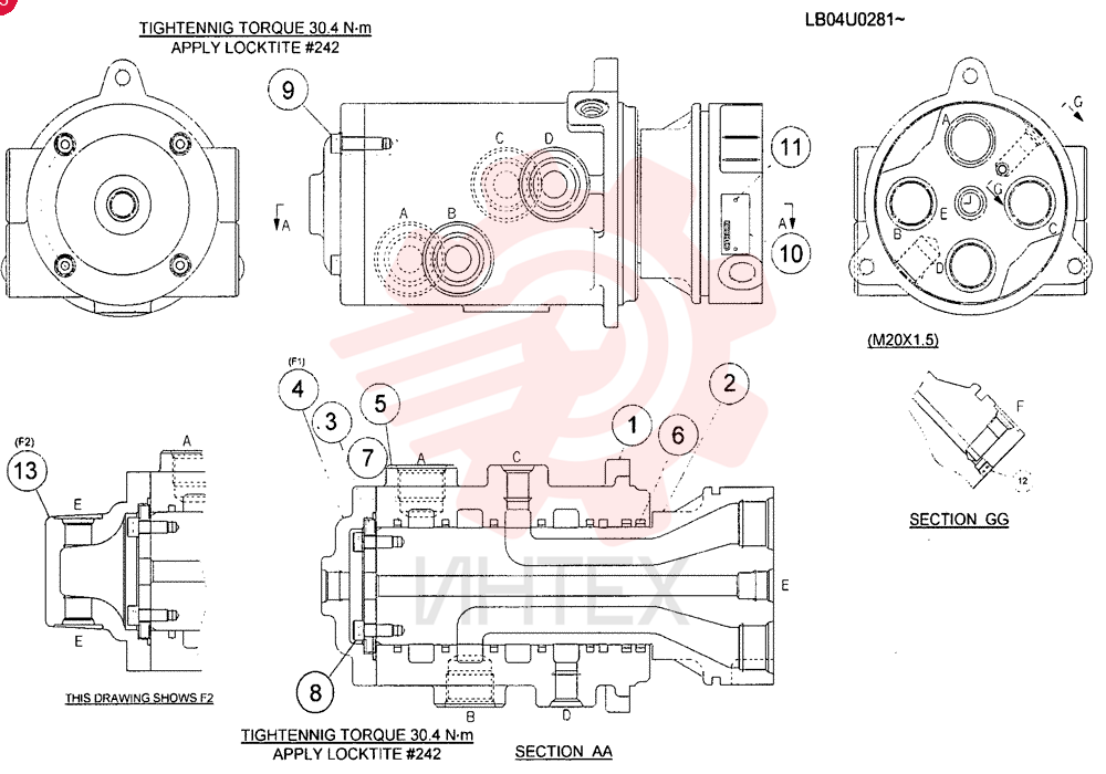 HYDRAULIC SWIVEL YN55V00037F1