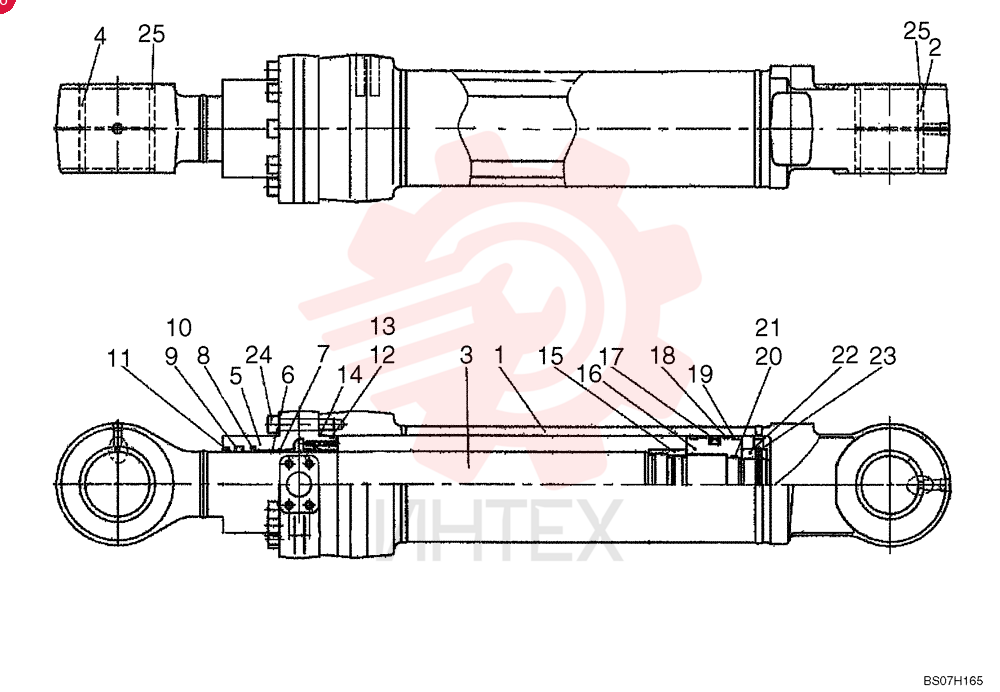 BUCKET CYLINDER,Double Acting, 90mm Rod, 1208mm Stroke LB01V00020F1 (2)