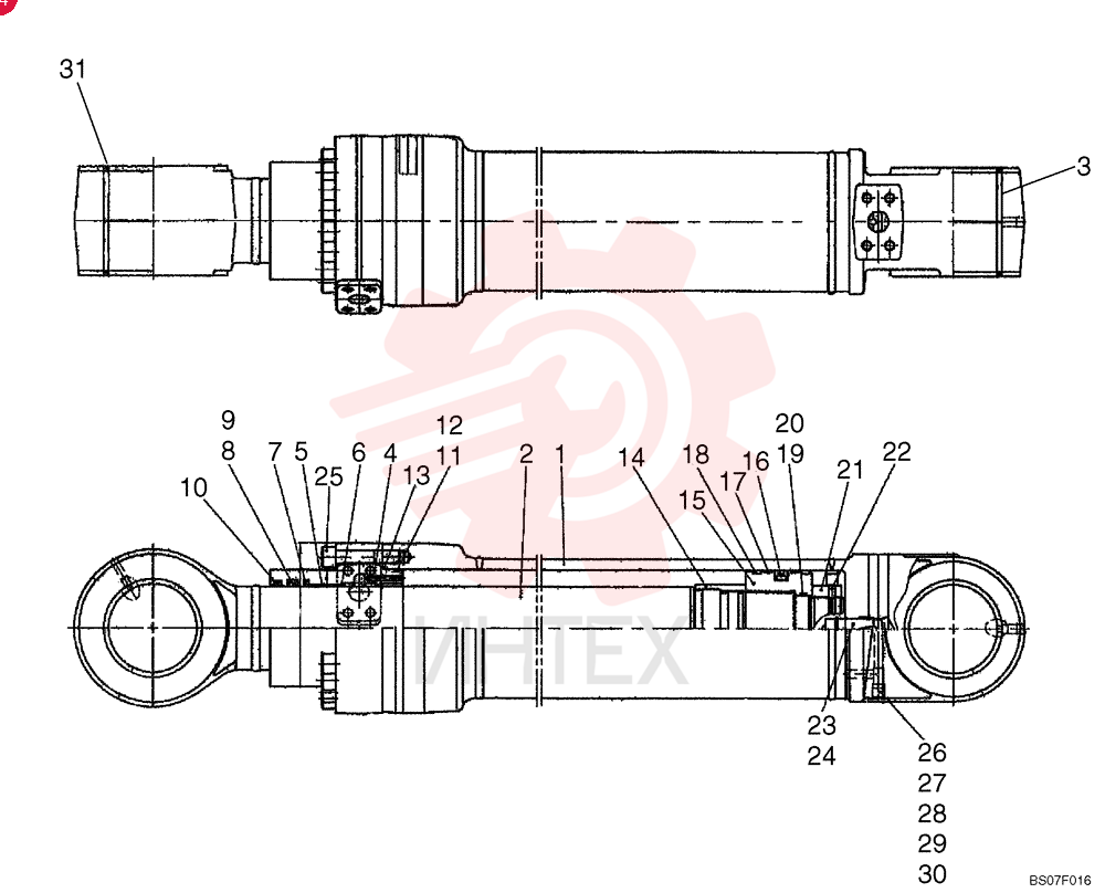 CYLINDER,Double Acting, 105mm Rod, 1675mm Stroke