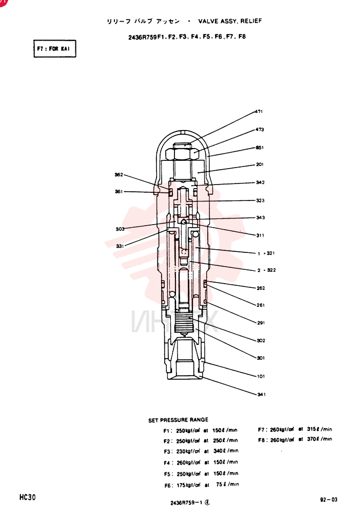 VALVE PRESSURE RELIE 2436R759F1
