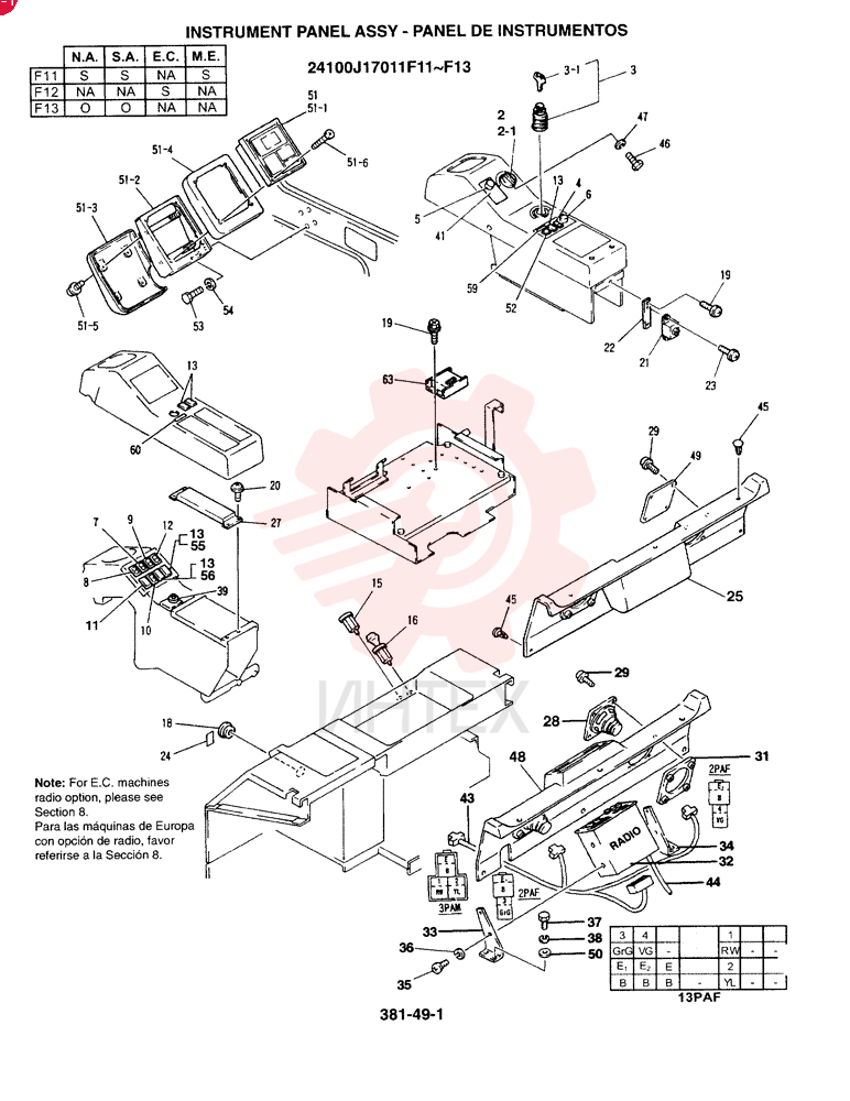 PANEL ASSY, INST. (Without Radio) 24100J17011F11