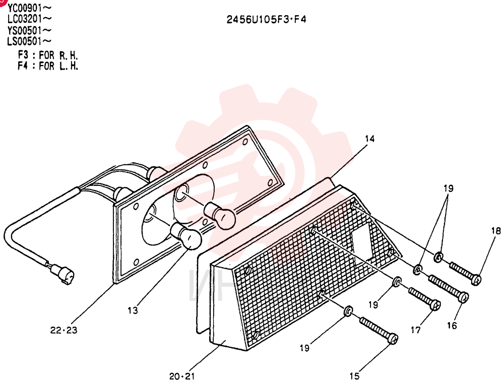 LIGHT,RH, 24V, 25W 2456U105F3