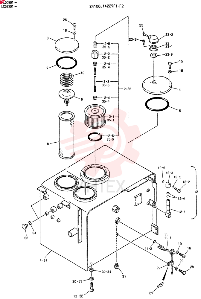 TANK ASSY, HYDR, Serial Range: YC00801-YC00981