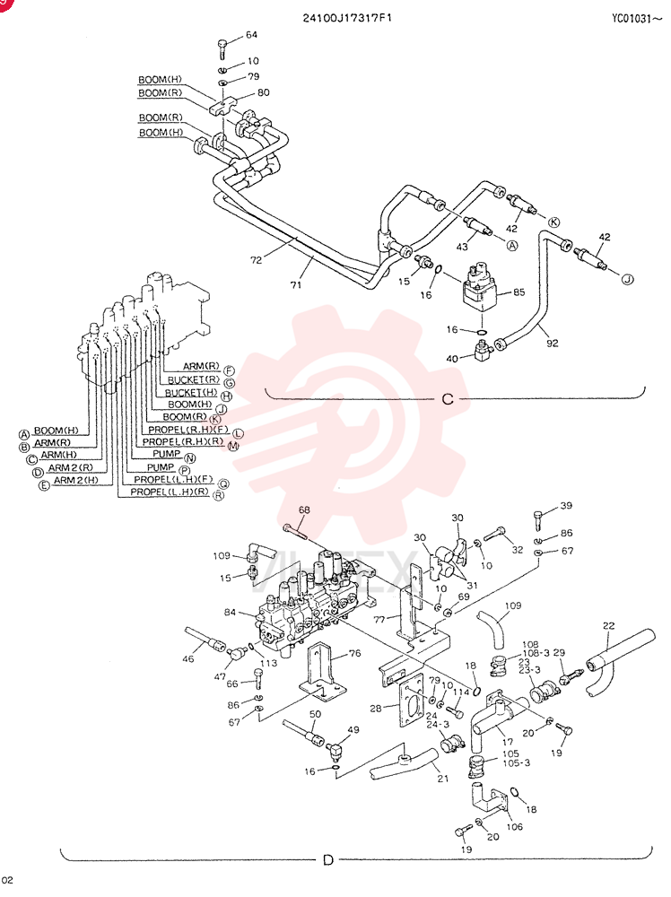 HYDR LINES, UPP 24100J17317F1 (2)