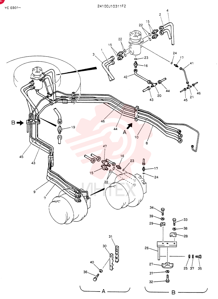 HYDR LINES, LOW (FOR LONG CRAWLER) 24100J10311F2