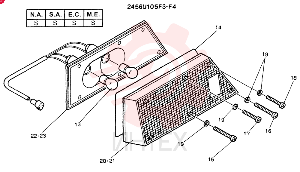 LIGHT,RH, 24V, 25W 2456U105F3