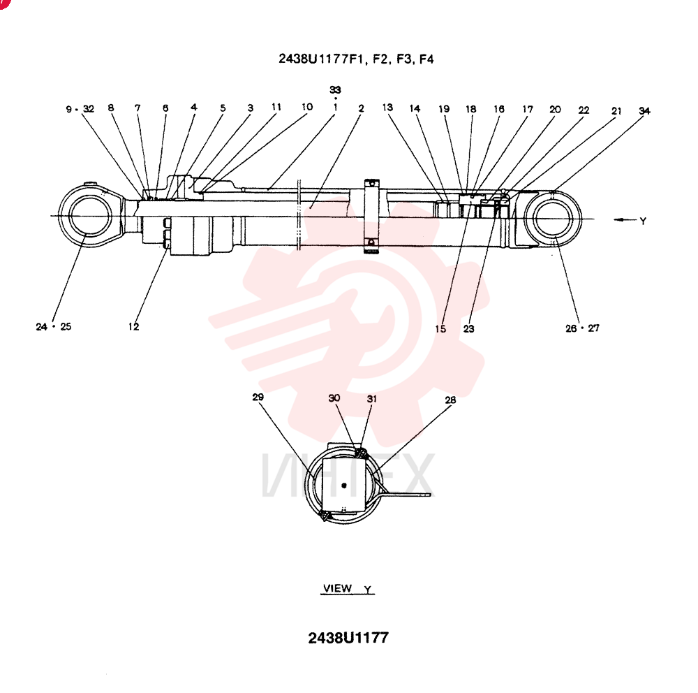 LEFT CYLINDER, BOOM CONSISTS OF THE FOLLOWING PARTS 2438U1177F1