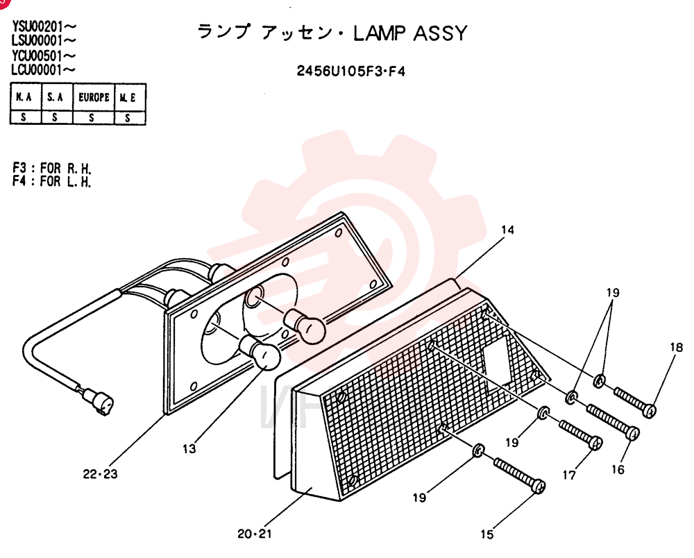 LIGHT,RH, 24V, 25W 2456U105F3