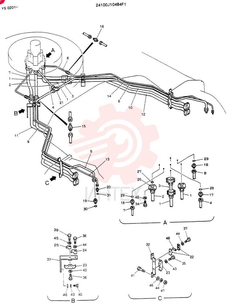 HYDR LINES,LOW (FOR LONG CRAWLER) 24100J10484F1