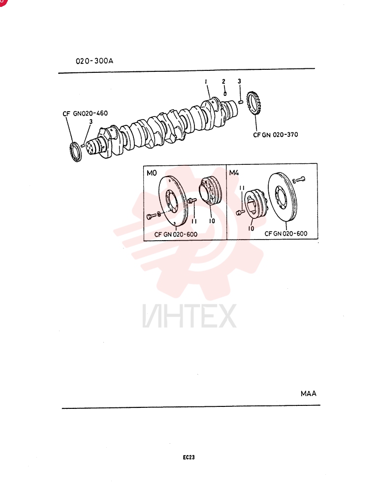 CRANKSHAFT, 6D221CT-YJ1Y: 1, 6D221CT-YJ12: 1, PART CODE & SPEC: CF GN450-820A