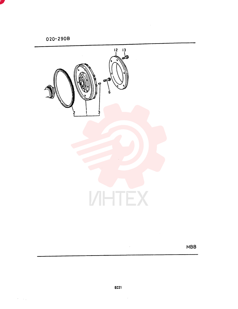 FLYWHEEL ASSY, 6D221CT-YJ12: 1, PART CODE & SPEC: P