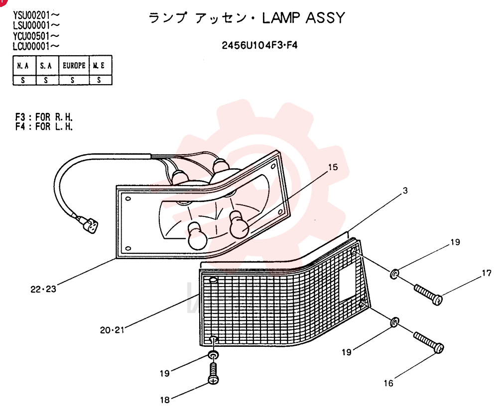 LIGHT,RH, 24V, 25W 2456U104F3