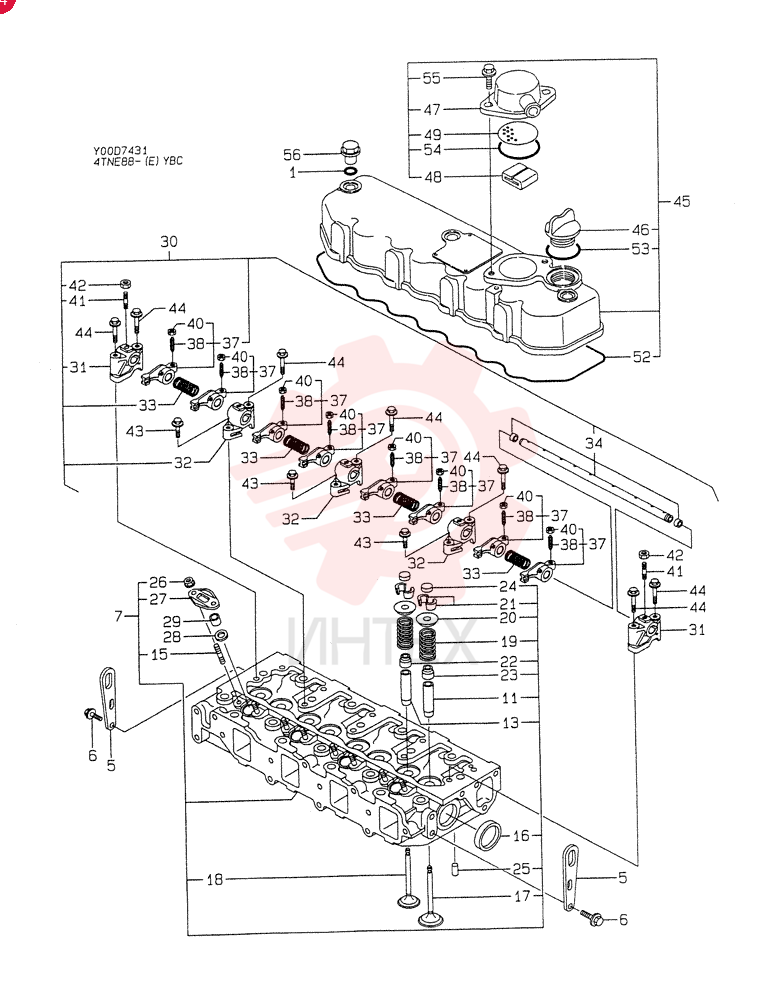 CYLINDER HEAD & BONNET (A) 4TNE88-YBC
