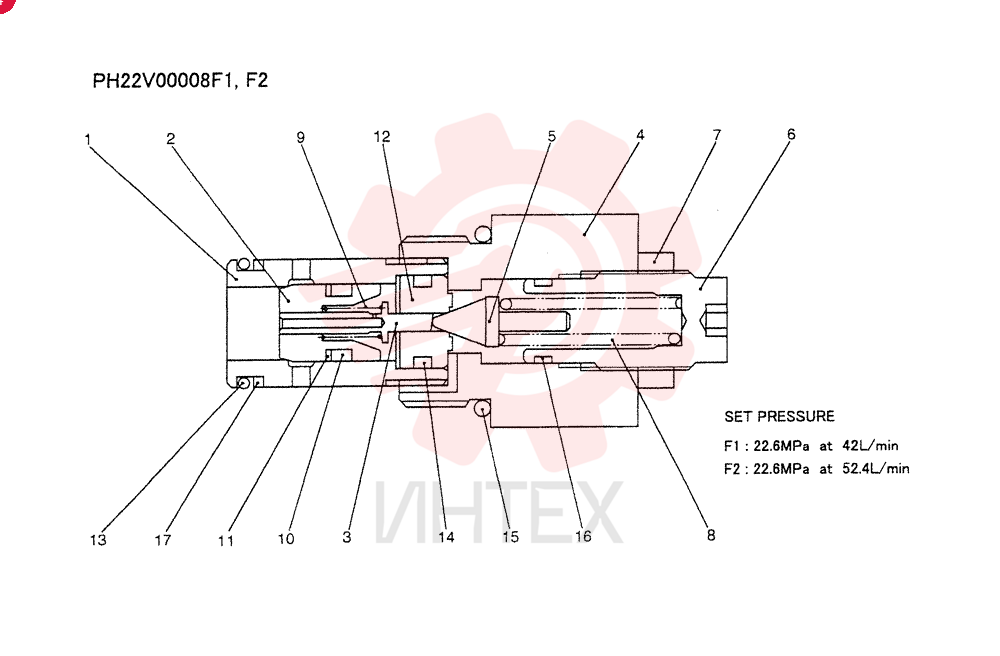 VALVE ASSY, RELIEF PH22V00008F1, F2