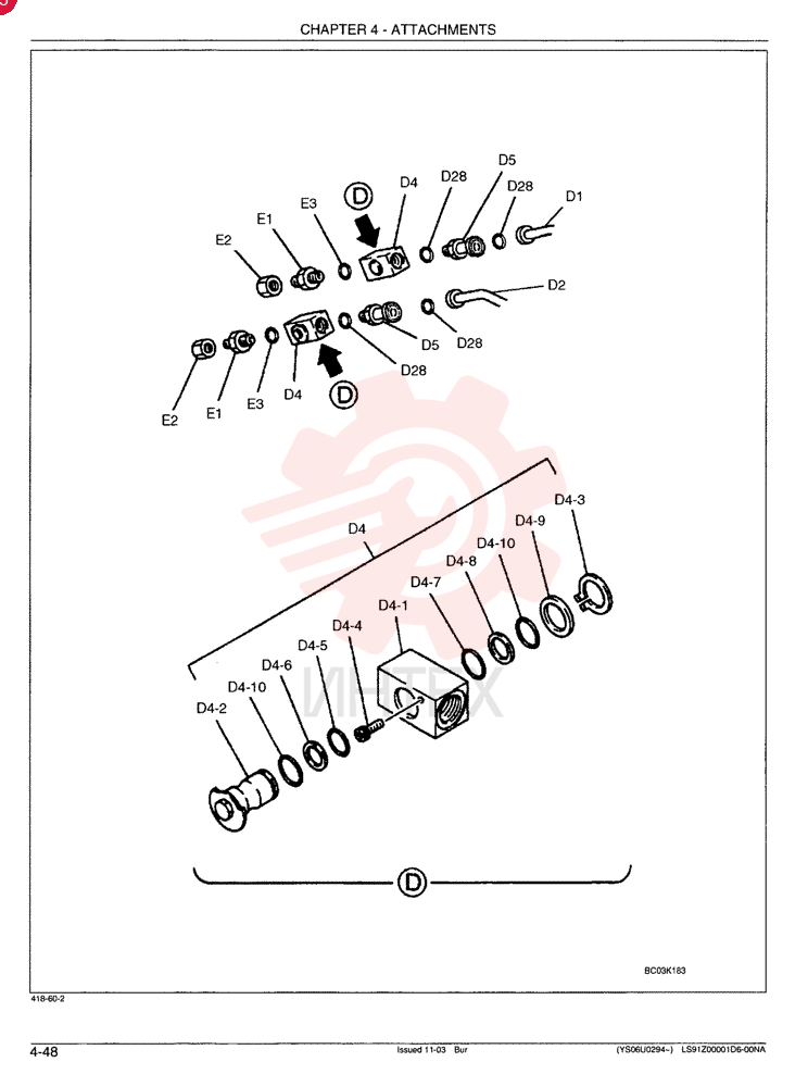 HYDRAULIC LINES, ARM - 3.45 M - Two Way