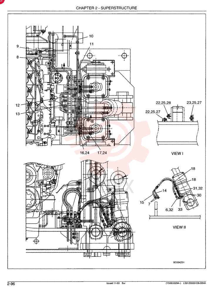 HYDRAULIC LINES, MAIN FRAME - With Counterweight Remover LS47H00001F1 (1)