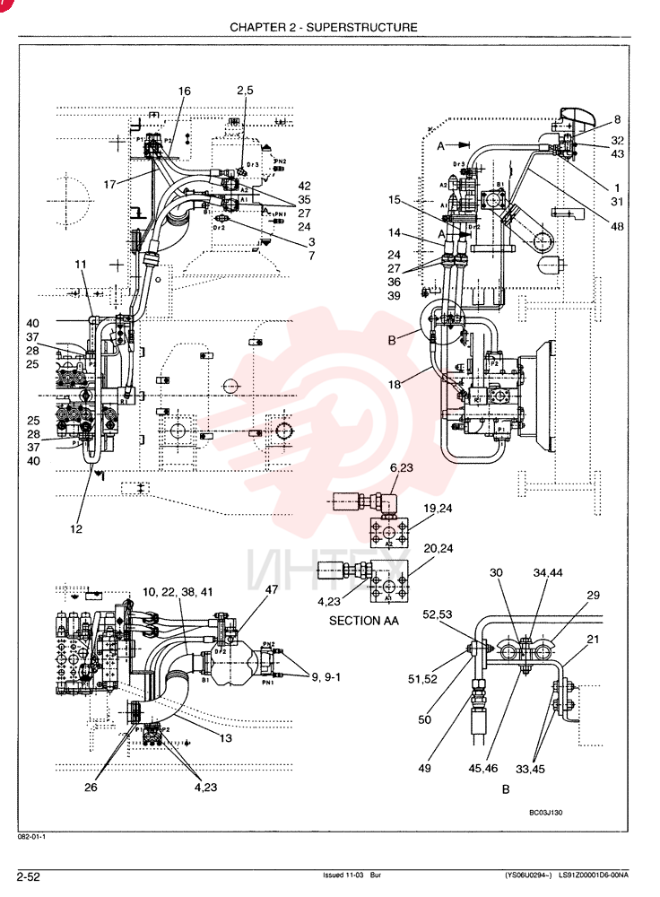 HYDRAULIC LINES, PUMP - Models Without Counterweight Remover LS30H00008F1